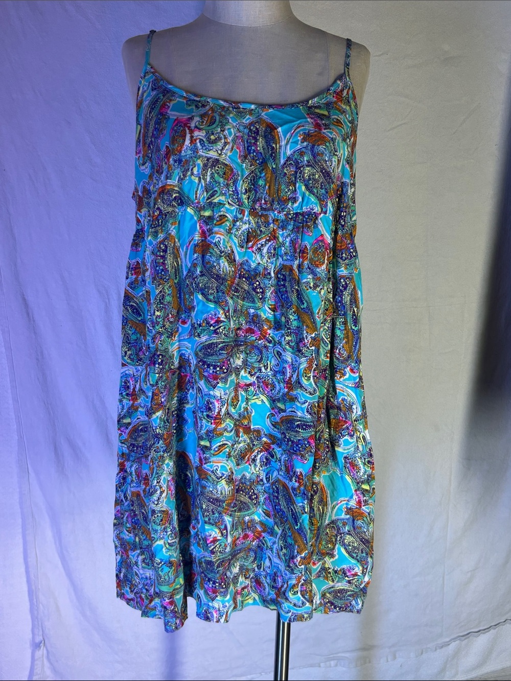 wild fable Turquoise Paisley Spaghetti-Strap Mini Dress
